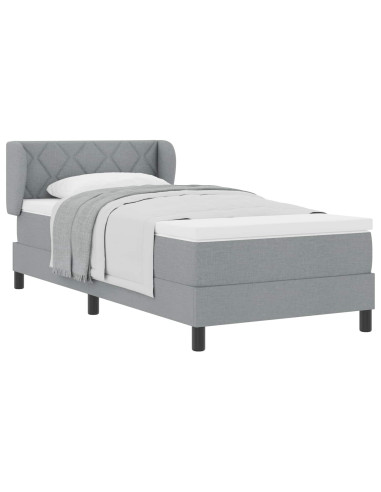 Letto a molle con testiera Grigio chiaro 100 x 200 cm Tessuto