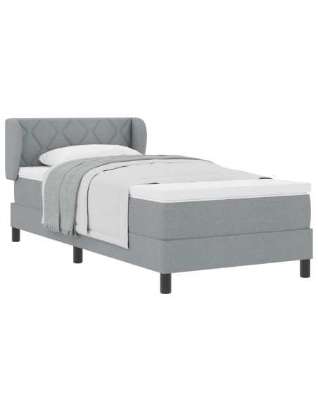 Letto a molle con testiera Grigio chiaro 100 x 200 cm Tessuto