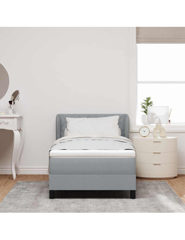 Letto a molle con testiera Grigio chiaro 100 x 200 cm Tessuto