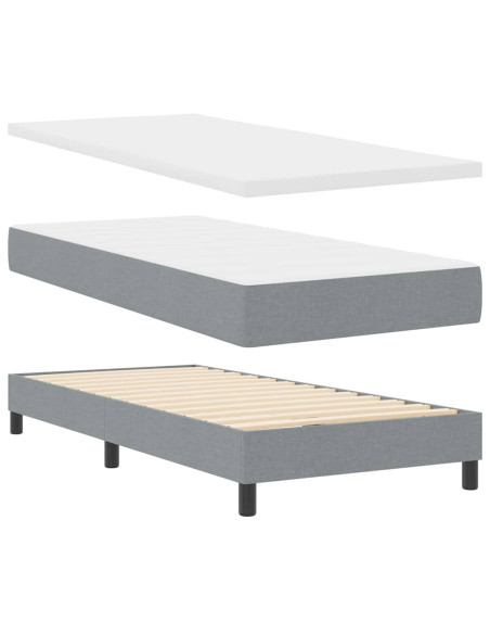 Letto a molle con testiera Grigio chiaro 100 x 200 cm Tessuto