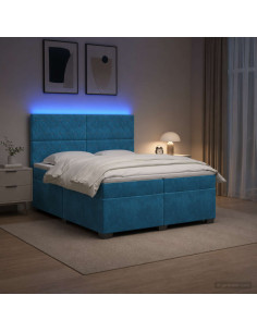 Letto box spring con materasso Blu 200 x 200 cm Velluto