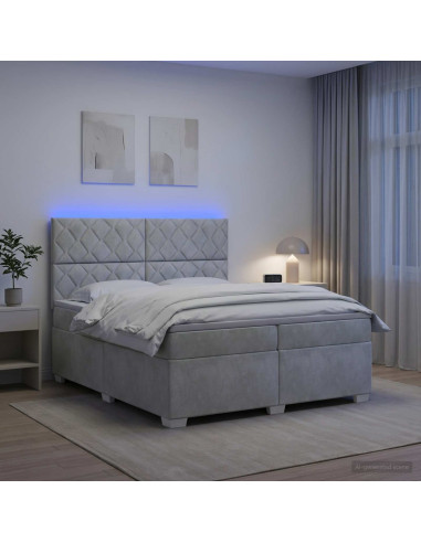 Letto box spring con materasso Grigio Chiaro 200 x 200 cm