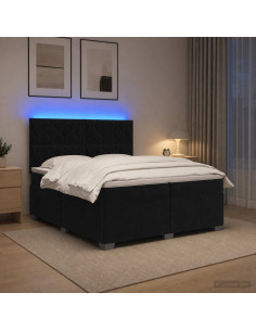 Letto box spring con materasso Nero 200 x 200 cm Velluto