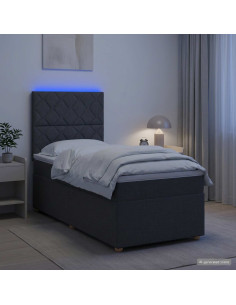 Letto box spring con materasso Grigio Scuro 90 x 190 cm Tessuto