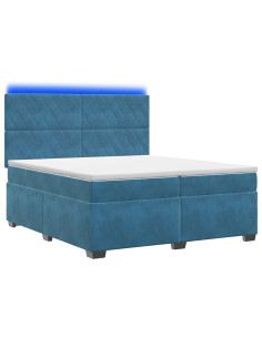 Letto box spring con materasso Blu 200 x 200 cm Velluto 2