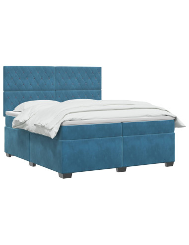 Letto box spring con materasso Blu 200 x 200 cm Velluto