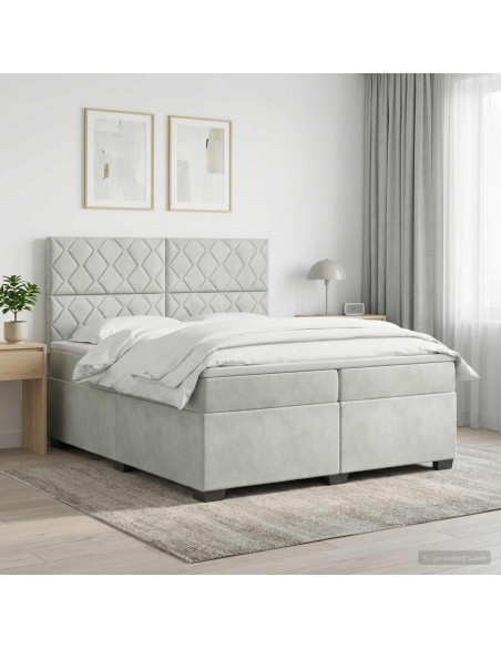 Letto box spring con materasso Grigio Chiaro 200 x 200 cm