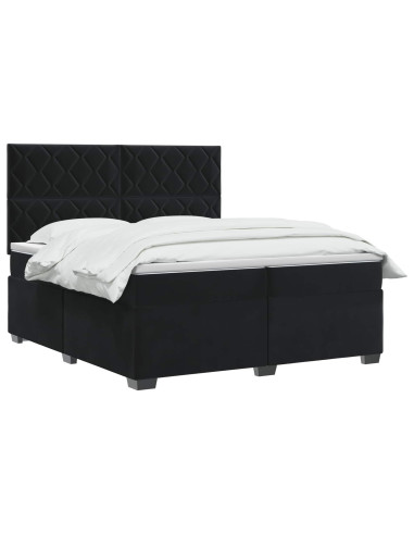 Letto box spring con materasso Nero 200 x 200 cm Velluto