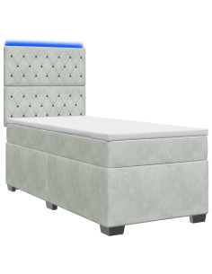 Letto con Box Spring, Materasso e LED Grigio Chiaro 90 x 190 cm 2