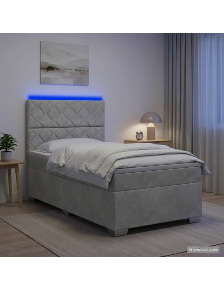 Letto box spring con materasso Grigio Chiaro 100 x 200 cm