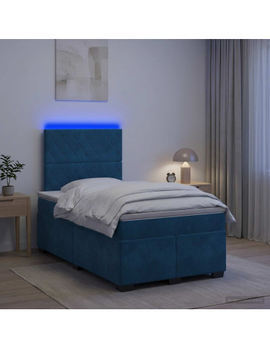 Letto box spring con materasso Blu 120 x 190 cm Velluto