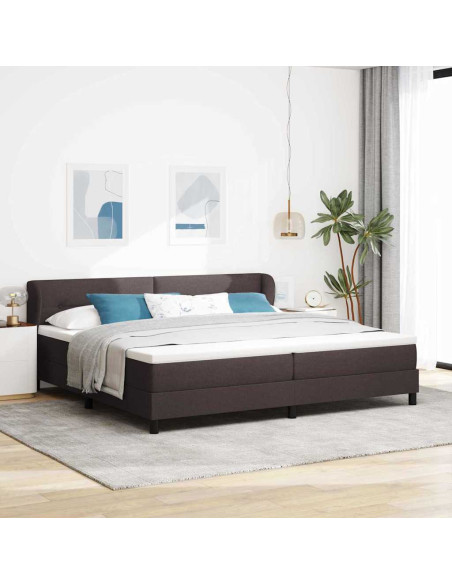 Letto a molle con testiera Marrone Scuro 200 x 200 cm Tessuto