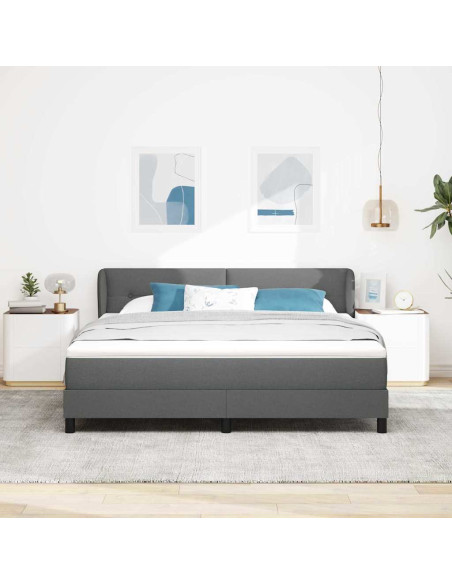 Letto a molle con testiera Grigio scuro 180 x 200 cm Tessuto