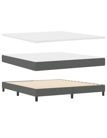 Letto a molle con testiera Grigio scuro 180 x 200 cm Tessuto