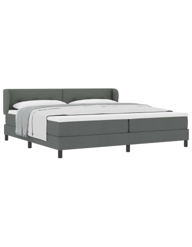 Letto a molle con testiera Grigio scuro 200 x 200 cm Tessuto