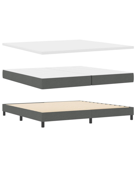 Letto a molle con testiera Grigio scuro 200 x 200 cm Tessuto