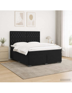 Letto box spring con materasso Nero 160 x 200 cm Velluto