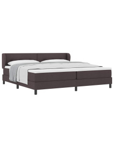 Letto a molle con testiera Marrone Scuro 200 x 200 cm Tessuto 2