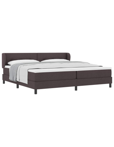 Letto a molle con testiera Marrone Scuro 200 x 200 cm Tessuto