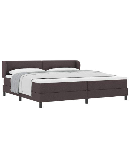 Letto a molle con testiera Marrone Scuro 200 x 200 cm Tessuto
