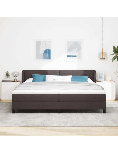 Letto a molle con testiera Marrone Scuro 200 x 200 cm Tessuto