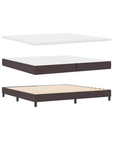 Letto a molle con testiera Marrone Scuro 200 x 200 cm Tessuto
