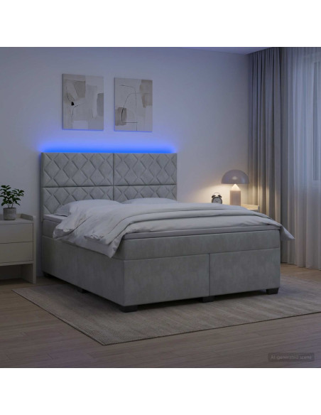 Letto box spring con materasso Grigio Chiaro 160 x 200 cm