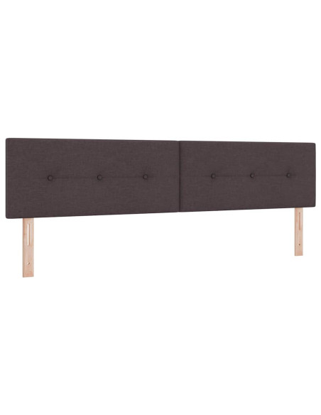 Letto a molle con testiera Marrone Scuro 200 x 200 cm Tessuto