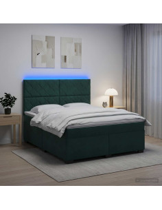 Letto box spring con materasso Verde Scuro 160 x 200 cm Velluto