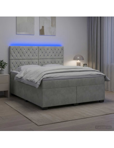 Letto box spring con materasso Grigio Chiaro 180 x 200 cm