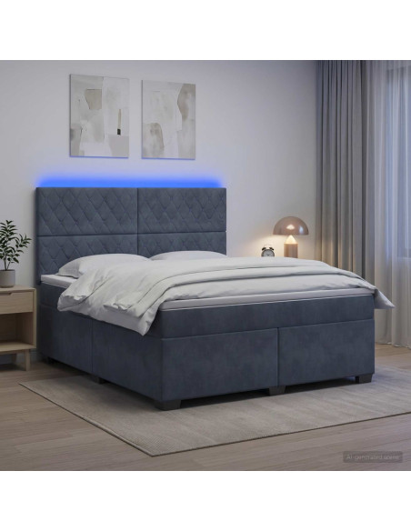Letto box spring con materasso Grigio Scuro 180 x 200 cm