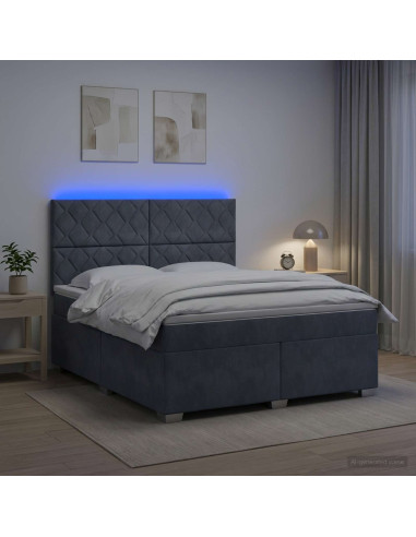 Letto box spring con materasso Grigio Scuro 180 x 200 cm