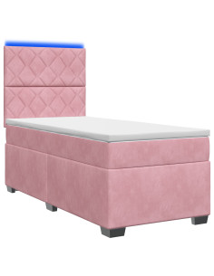 Letto box spring con materasso Rosa 100 x 200 cm Velluto 2