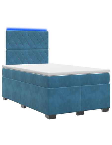 Letto box spring con materasso Blu 120 x 190 cm Velluto