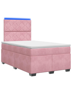 Letto box spring con materasso Rosa 120 x 190 cm Velluto 2