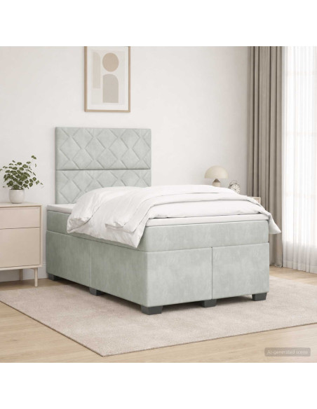 Letto box spring con materasso Grigio Chiaro 120 x 200 cm
