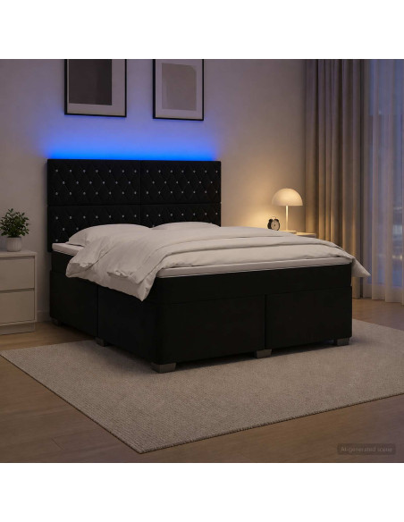 Letto box spring con materasso Nero 160 x 200 cm Velluto