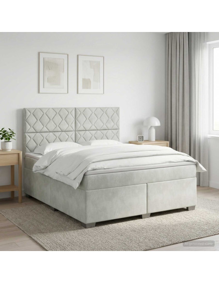 Letto box spring con materasso Grigio Chiaro 160 x 200 cm