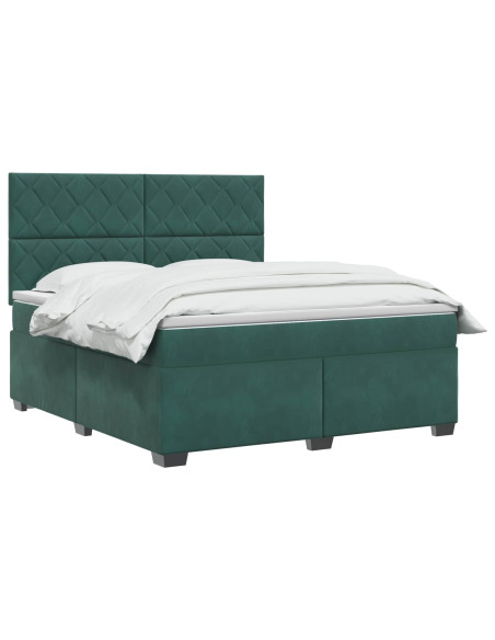 Letto box spring con materasso Verde Scuro 160 x 200 cm Velluto