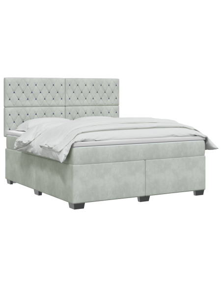 Letto box spring con materasso Grigio Chiaro 180 x 200 cm