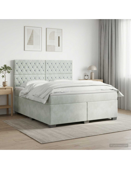 Letto box spring con materasso Grigio Chiaro 180 x 200 cm