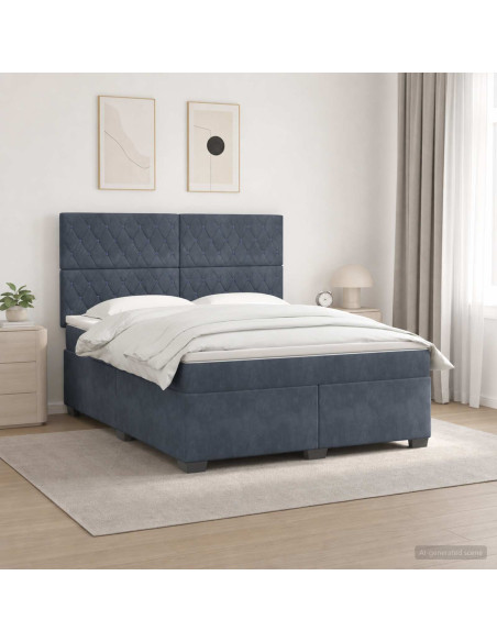 Letto box spring con materasso Grigio Scuro 180 x 200 cm