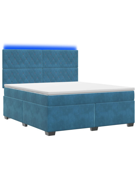 Letto box spring con materasso Blu 180 x 200 cm Velluto