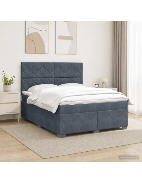 Letto box spring con materasso Grigio Scuro 180 x 200 cm