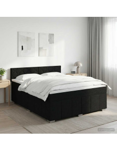 Letto box spring con materasso Nero 140 x 190 cm Tessuto