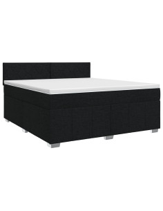 Letto box spring con materasso Nero 140 x 190 cm Tessuto 2