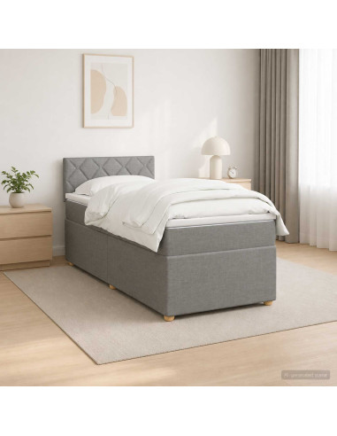 Letto box spring con materasso Grigio Chiaro 100 x 200 cm