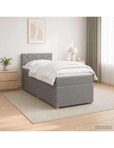 Letto box spring con materasso Grigio Chiaro 100 x 200 cm