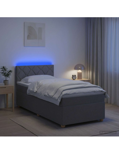 Letto box spring con materasso Grigio Chiaro 100 x 200 cm