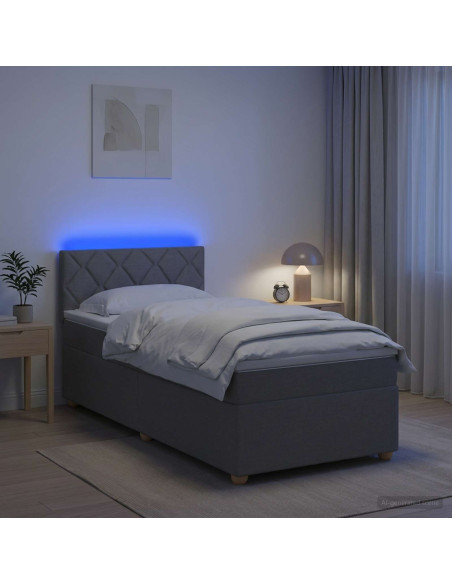 Letto box spring con materasso Grigio Chiaro 100 x 200 cm